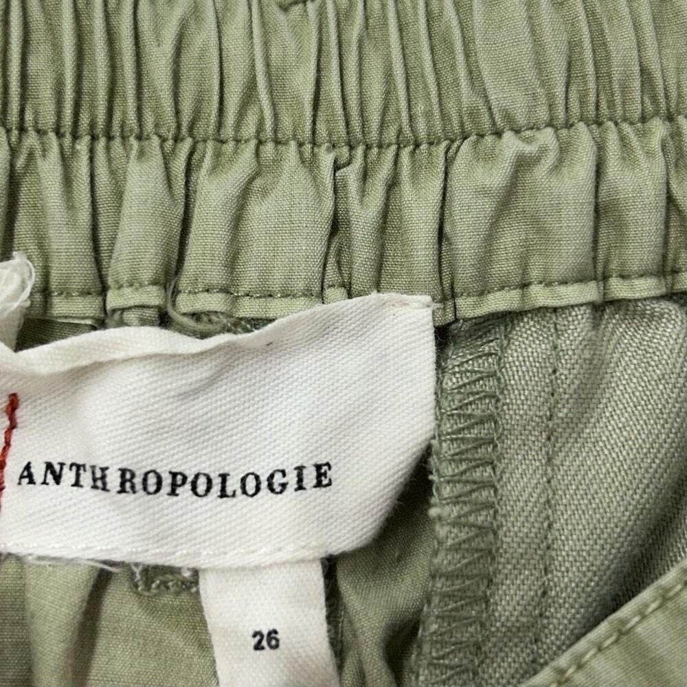 Anthropologie Cargo Joggers Pants Womens Size 26 Green Ankle - Picture 3 of 9